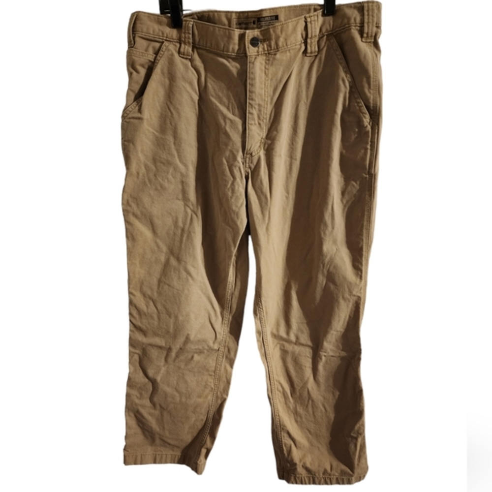 Carhartt khaki rugged flex relaxed fit‎ canvas work pant